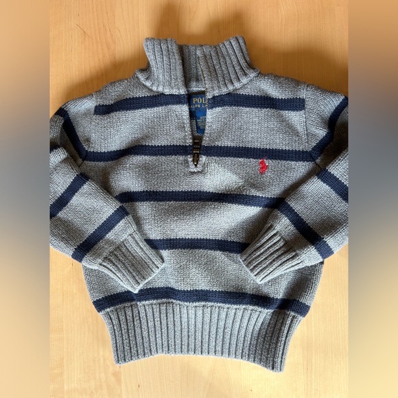 Polo Ralph Lauren 3T Sweater Gray and Navy - Picture 2 of 3